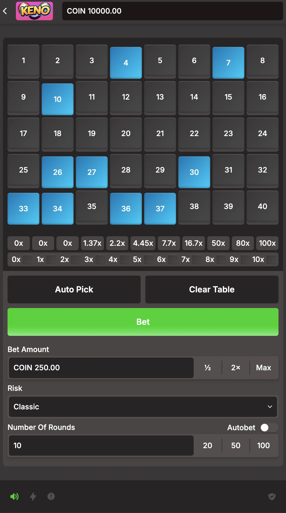 Keno Game Screenshot 1